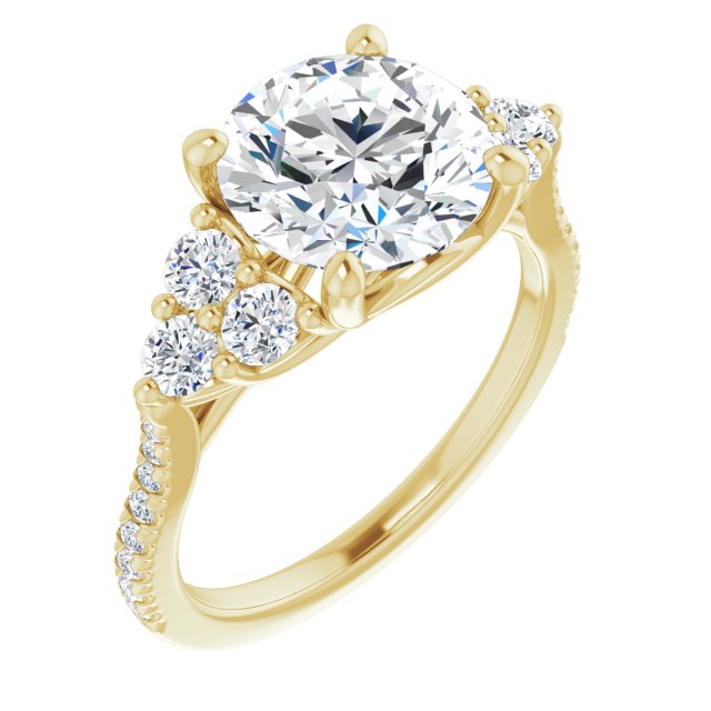 3.31 tcw Round Diamond EF/VS1+ Trellis Three Stone Engagement Ring in 18KY | ViewA 3.31 tcw Round Diamond EF/VS1+ Trellis Three Stone Engagement Ring in 18KY | ViewA