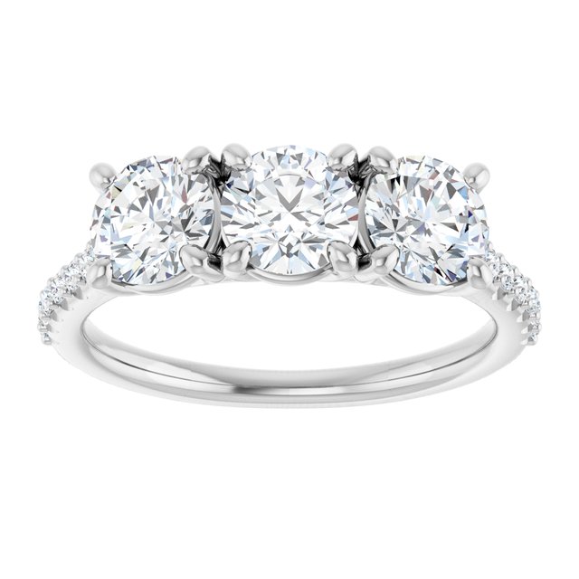 1.68 tcw Round Lab-Grown GH/VS2+ Trellis Three Stone Engagement Ring in PLAT | ViewS 1.68 tcw Round Lab-Grown GH/VS2+ Trellis Three Stone Engagement Ring in PLAT | ViewS
