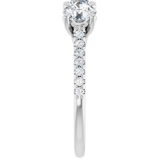1.68 tcw Round Lab-Grown GH/VS2+ Trellis Three Stone Engagement Ring in PLAT | ViewE 1.68 tcw Round Lab-Grown GH/VS2+ Trellis Three Stone Engagement Ring in PLAT | ViewE