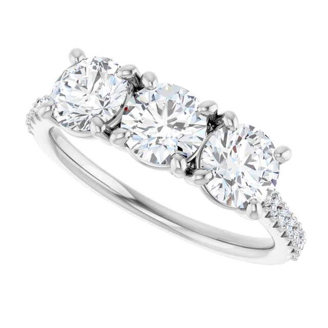 1.68 tcw Round Lab-Grown GH/VS2+ Trellis Three Stone Engagement Ring in PLAT | View5 1.68 tcw Round Lab-Grown GH/VS2+ Trellis Three Stone Engagement Ring in PLAT | View5