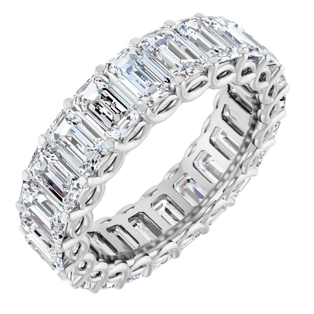 Modern 5.94 tcw Emerald Moissanite DEF/VVS Eternity Ring in 14KW | ViewA Modern 5.94 tcw Emerald Moissanite DEF/VVS Eternity Ring in 14KW | ViewA