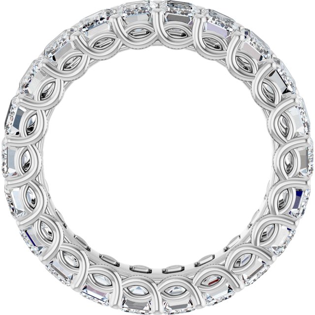 Modern 5.94 tcw Emerald Moissanite DEF/VVS Eternity Ring in 14KW | ViewB_4 Modern 5.94 tcw Emerald Moissanite DEF/VVS Eternity Ring in 14KW | ViewB_4