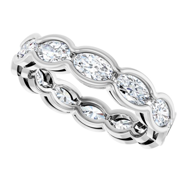 Semi-Bezel 3.12 tcw Oval Lab-Grown GH/VS2+ Eternity Ring in 14KW | View5 Semi-Bezel 3.12 tcw Oval Lab-Grown GH/VS2+ Eternity Ring in 14KW | View5