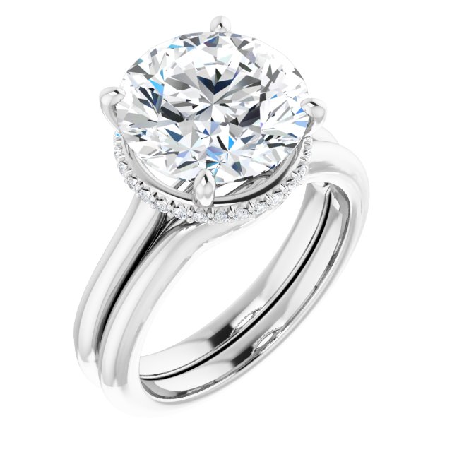 4.90 Tcw Round Moissanite DEF/VVS Classic Hidden Halo Engagement Ring in 14KW | AllComponents_ViewA 4.90 Tcw Round Moissanite DEF/VVS Classic Hidden Halo Engagement Ring in 14KW | AllComponents_ViewA