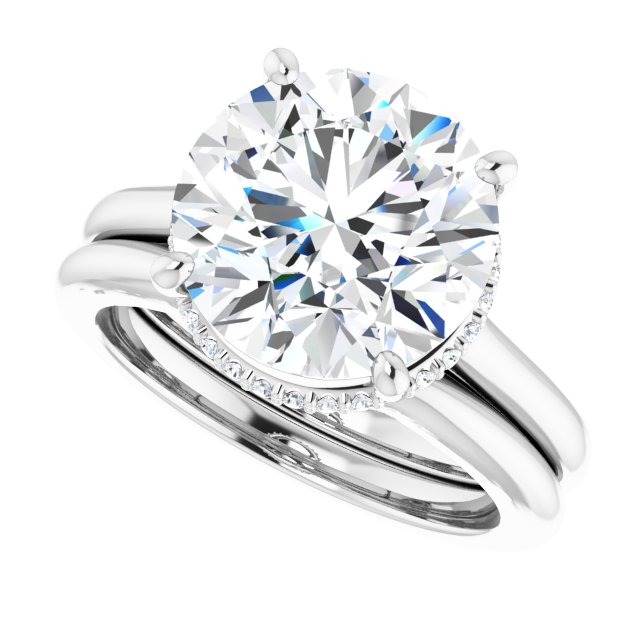4.90 Tcw Round Moissanite DEF/VVS Classic Hidden Halo Engagement Ring in 14KW | AllComponents_View5 4.90 Tcw Round Moissanite DEF/VVS Classic Hidden Halo Engagement Ring in 14KW | AllComponents_View5