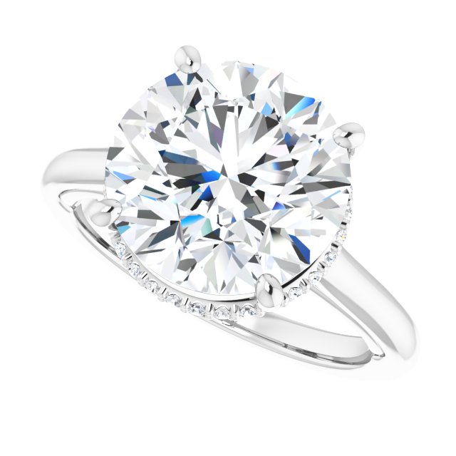 4.90 Tcw Round Moissanite DEF/VVS Classic Hidden Halo Engagement Ring in 14KW | View5 4.90 Tcw Round Moissanite DEF/VVS Classic Hidden Halo Engagement Ring in 14KW | View5