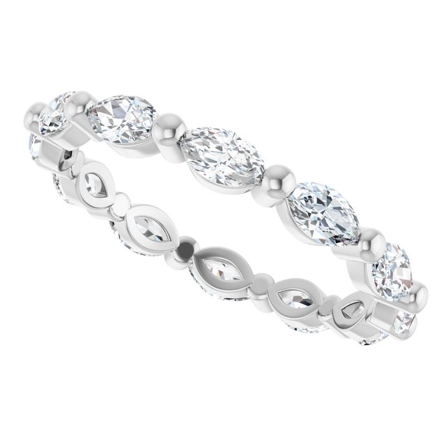 Modern 1.68 tcw Marquise Moissanite DEF/VVS Eternity Ring in 14KW | View5 Modern 1.68 tcw Marquise Moissanite DEF/VVS Eternity Ring in 14KW | View5