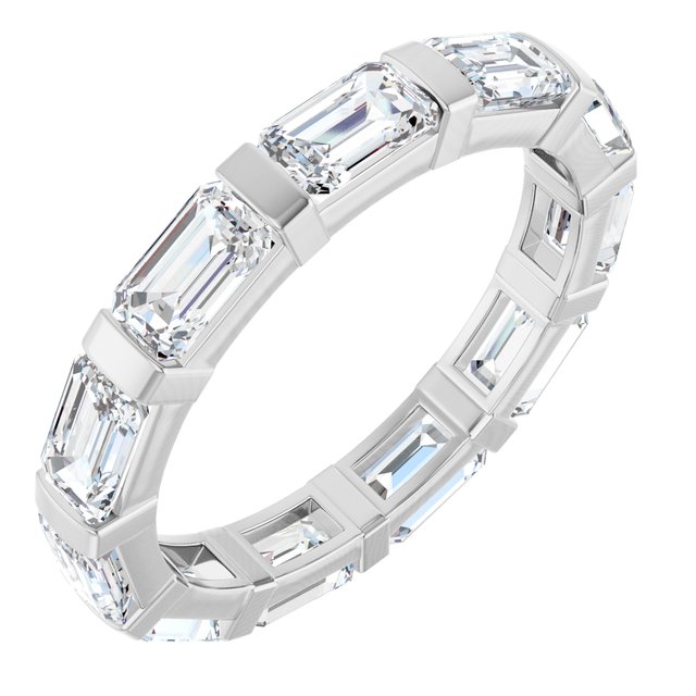 Classic 2.97 tcw Emerald Moissanite DEF/VVS Eternity Ring in 14KW | ViewA Classic 2.97 tcw Emerald Moissanite DEF/VVS Eternity Ring in 14KW | ViewA