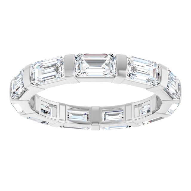 Classic 2.97 tcw Emerald Moissanite DEF/VVS Eternity Ring in 14KW | ViewS Classic 2.97 tcw Emerald Moissanite DEF/VVS Eternity Ring in 14KW | ViewS