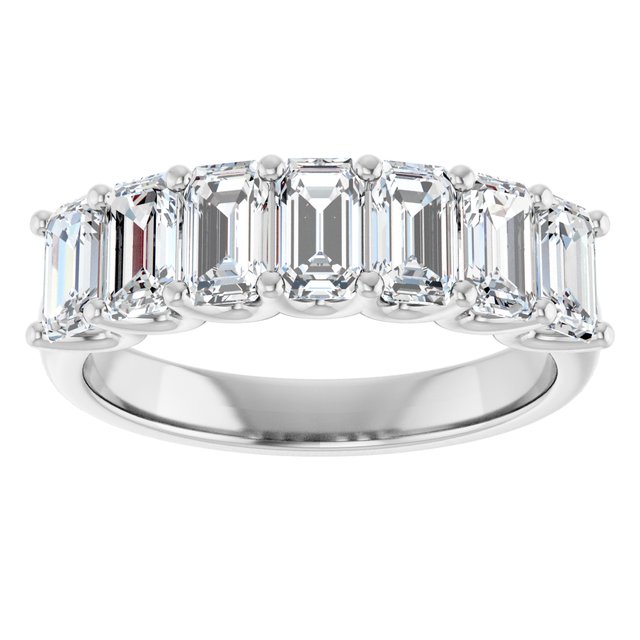 Suspended 1.89 Emerald Moissanite DEF/VVS Anniversary Ring in 14KW | ViewS Suspended 1.89 Emerald Moissanite DEF/VVS Anniversary Ring in 14KW | ViewS