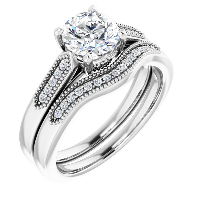 1.07 Tcw Round Diamond GH/VS2+ Cathedral Hidden Halo Engagement Ring in 14KW | AllComponents_ViewA 1.07 Tcw Round Diamond GH/VS2+ Cathedral Hidden Halo Engagement Ring in 14KW | AllComponents_ViewA