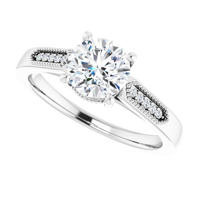 1.07 Tcw Round Diamond GH/VS2+ Cathedral Hidden Halo Engagement Ring in 14KW | View5 1.07 Tcw Round Diamond GH/VS2+ Cathedral Hidden Halo Engagement Ring in 14KW | View5
