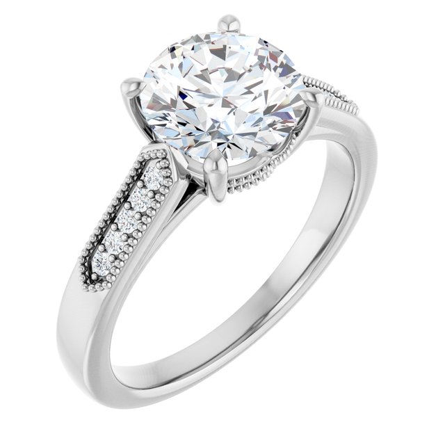 2.11 Tcw Round Moissanite DEF/VVS Cathedral Hidden Halo Engagement Ring in 14KW | ViewA