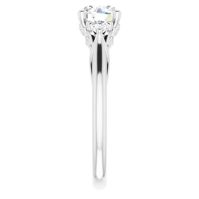 1.00 tcw Round Diamond GH/VS2+ Sculptural Three Stone Engagement Ring in 14KW | ViewE 1.00 tcw Round Diamond GH/VS2+ Sculptural Three Stone Engagement Ring in 14KW | ViewE