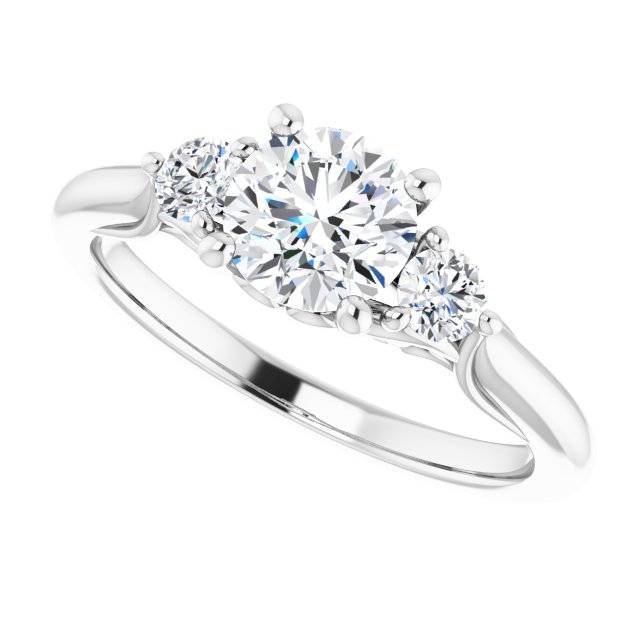 1.00 tcw Round Diamond GH/VS2+ Sculptural Three Stone Engagement Ring in 14KW | View5 1.00 tcw Round Diamond GH/VS2+ Sculptural Three Stone Engagement Ring in 14KW | View5
