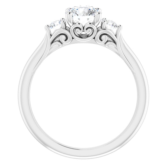 1.00 tcw Round Diamond GH/VS2+ Sculptural Three Stone Engagement Ring in 14KW | ViewB_4 1.00 tcw Round Diamond GH/VS2+ Sculptural Three Stone Engagement Ring in 14KW | ViewB_4
