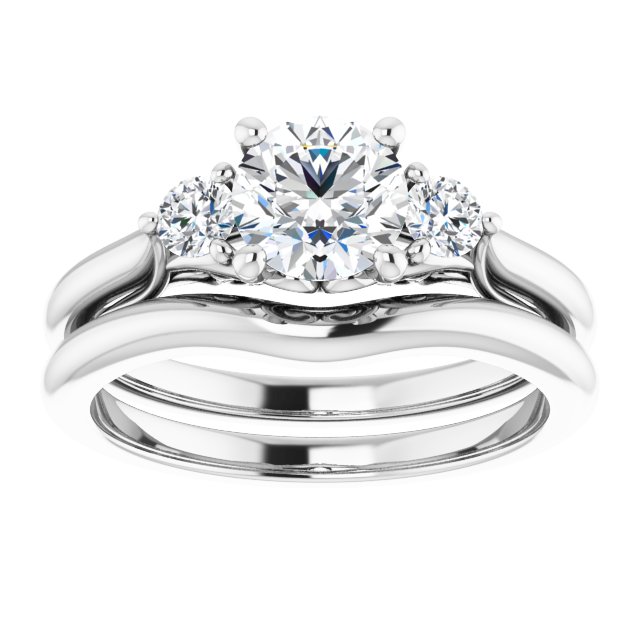 1.00 tcw Round Diamond GH/VS2+ Sculptural Three Stone Engagement Ring in 14KW | AllComponents_ViewS 1.00 tcw Round Diamond GH/VS2+ Sculptural Three Stone Engagement Ring in 14KW | AllComponents_ViewS