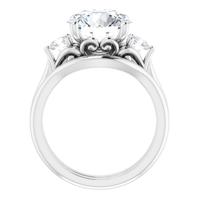 4.06 tcw Round Moissanite DEF/VVS Sculptural Three Stone Engagement Ring in 14KW | AllComponents_ViewB_4 4.06 tcw Round Moissanite DEF/VVS Sculptural Three Stone Engagement Ring in 14KW | AllComponents_ViewB_4