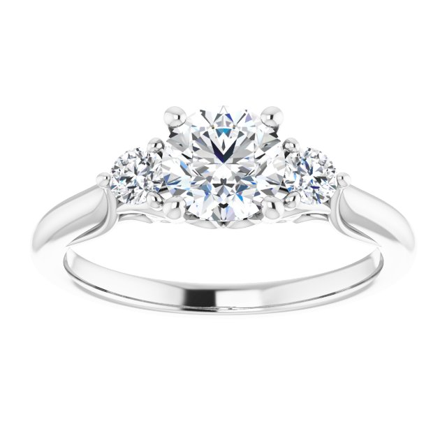 1.00 tcw Round Diamond GH/VS2+ Sculptural Three Stone Engagement Ring in 14KW | ViewS 1.00 tcw Round Diamond GH/VS2+ Sculptural Three Stone Engagement Ring in 14KW | ViewS