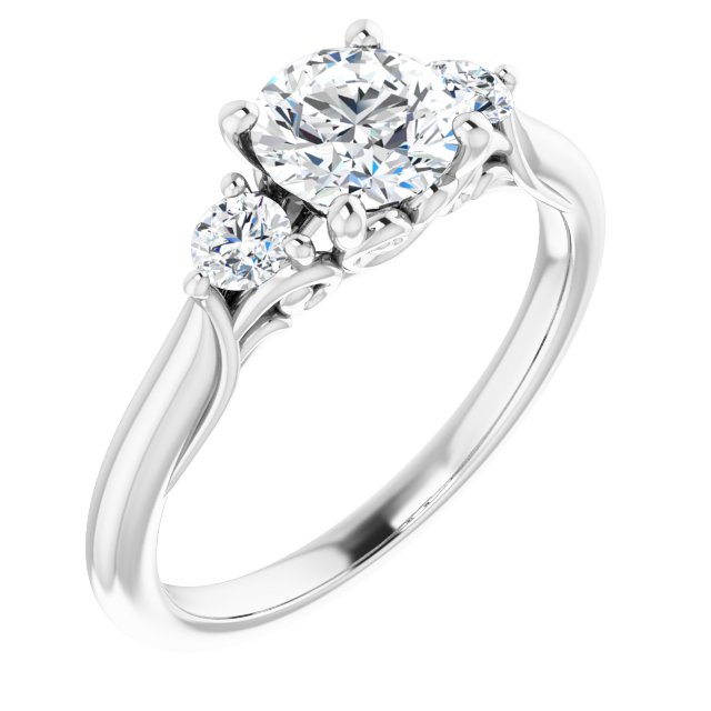 1.00 tcw Round Diamond GH/VS2+ Sculptural Three Stone Engagement Ring in 14KW | ViewA 1.00 tcw Round Diamond GH/VS2+ Sculptural Three Stone Engagement Ring in 14KW | ViewA