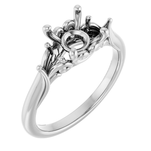 1.82 tcw Round Moissanite DEF/VVS Sculptural Three Stone Engagement Ring in 14KW | ViewA