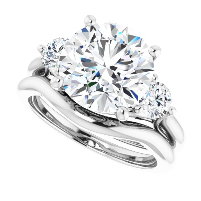 4.06 tcw Round Moissanite DEF/VVS Sculptural Three Stone Engagement Ring in 14KW | AllComponents_View5 4.06 tcw Round Moissanite DEF/VVS Sculptural Three Stone Engagement Ring in 14KW | AllComponents_View5