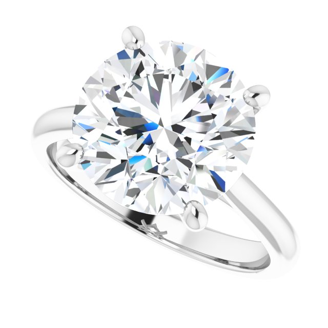4.75 carat Round Moissanite DEF/VVS Classic Solitaire Engagement Ring in 14KW | View5 4.75 carat Round Moissanite DEF/VVS Classic Solitaire Engagement Ring in 14KW | View5
