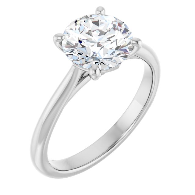 2.00 carat Round Moissanite DEF/VVS Classic Solitaire Engagement Ring in 14KW | ViewA