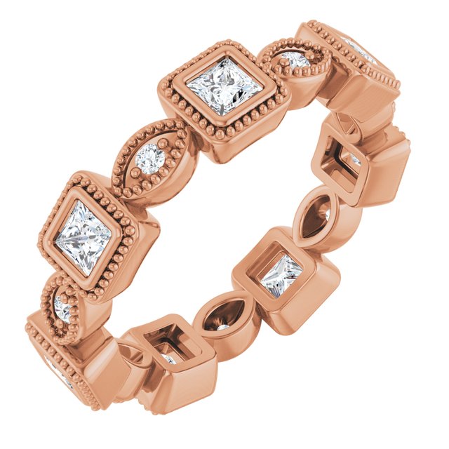 East West 1.02 tcw Square Lab-Grown D/VVS2+ Eternity Ring in 14KR | ViewA East West 1.02 tcw Square Lab-Grown D/VVS2+ Eternity Ring in 14KR | ViewA