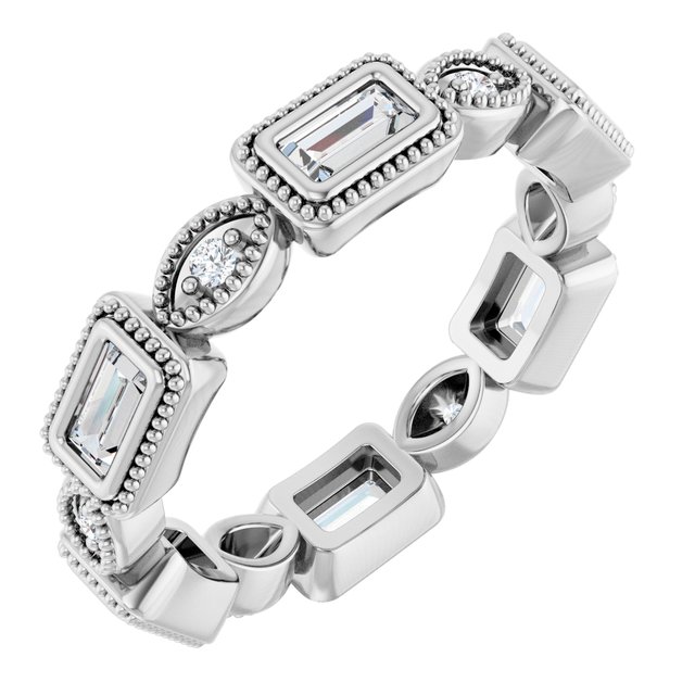 East West 1.11 tcw Straight Baguette Diamond EF/VS1+ Eternity Ring in PLAT | ViewA East West 1.11 tcw Straight Baguette Diamond EF/VS1+ Eternity Ring in PLAT | ViewA