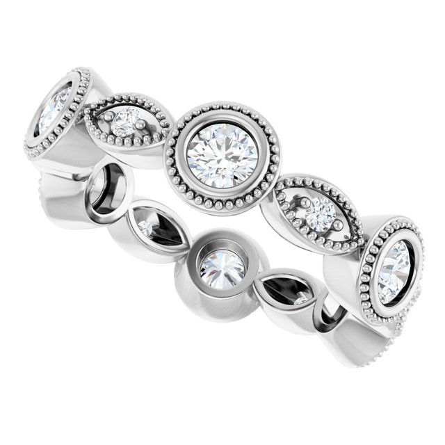East West 1.11 tcw Round Diamond GH/VS2+ Eternity Ring in PLAT | View5 East West 1.11 tcw Round Diamond GH/VS2+ Eternity Ring in PLAT | View5