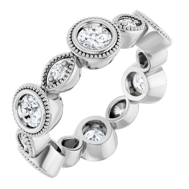 East West 1.56 tcw Round Moissanite DEF/VVS Eternity Ring in 14KW | ViewA
