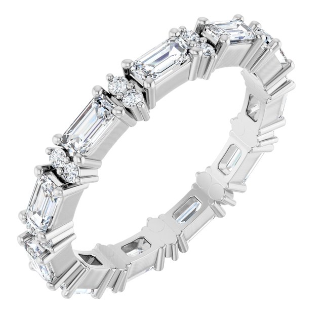 Alternating 1.28 tcw Emerald Moissanite DEF/VVS Eternity Ring in 14KW | ViewA Alternating 1.28 tcw Emerald Moissanite DEF/VVS Eternity Ring in 14KW | ViewA