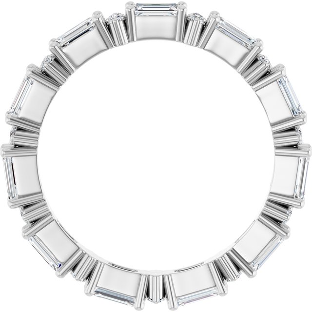 Alternating 1.28 tcw Emerald Moissanite DEF/VVS Eternity Ring in 14KW | ViewB_4 Alternating 1.28 tcw Emerald Moissanite DEF/VVS Eternity Ring in 14KW | ViewB_4