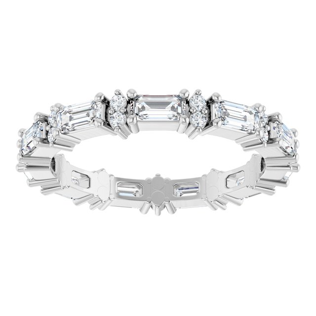 Alternating 1.28 tcw Emerald Moissanite DEF/VVS Eternity Ring in 14KW | ViewS Alternating 1.28 tcw Emerald Moissanite DEF/VVS Eternity Ring in 14KW | ViewS