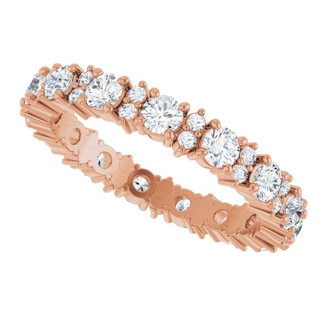 Alternating 1.44 tcw Round Moissanite DEF/VVS Eternity Ring in 14KR | View5 Alternating 1.44 tcw Round Moissanite DEF/VVS Eternity Ring in 14KR | View5