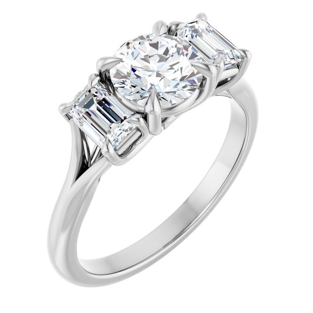 1.54 tcw Round Lab-Grown GH/VS2+ Classic Three Stone Engagement Ring in 14KW | ViewA