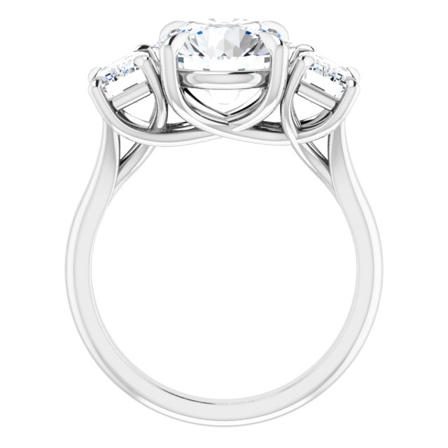 4.26 tcw Round Moissanite DEF/VVS Classic Three Stone Engagement Ring in 14KW | ViewB_4 4.26 tcw Round Moissanite DEF/VVS Classic Three Stone Engagement Ring in 14KW | ViewB_4