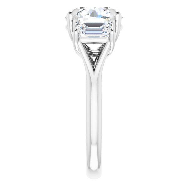 4.26 tcw Round Moissanite DEF/VVS Classic Three Stone Engagement Ring in 14KW | ViewE 4.26 tcw Round Moissanite DEF/VVS Classic Three Stone Engagement Ring in 14KW | ViewE