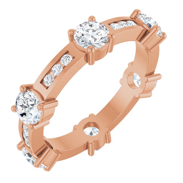 Alternating 1.61 tcw Round Moissanite DEF/VVS Eternity Ring in 14KR | ViewA Alternating 1.61 tcw Round Moissanite DEF/VVS Eternity Ring in 14KR | ViewA