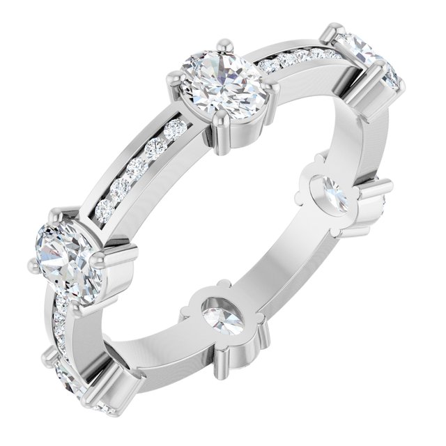 Alternating 1.77 tcw Oval Lab-Grown GH/VS2+ Eternity Ring in 14KW | ViewA Alternating 1.77 tcw Oval Lab-Grown GH/VS2+ Eternity Ring in 14KW | ViewA