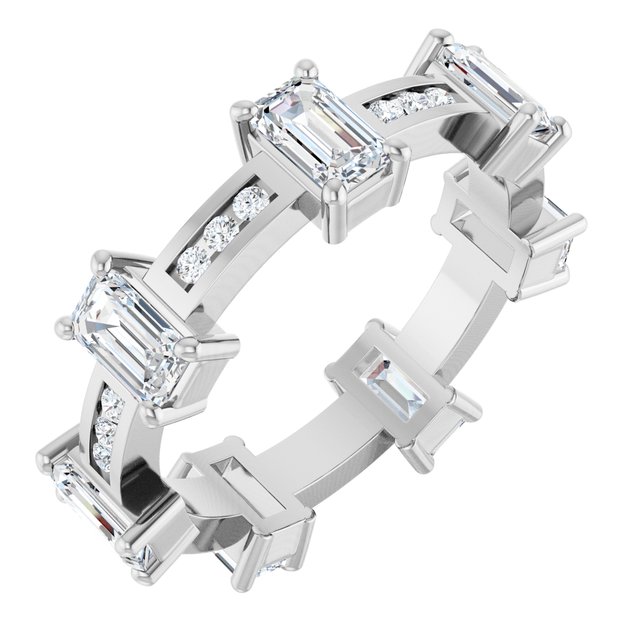 Alternating 2.10 tcw Emerald Moissanite DEF/VVS Eternity Ring in 14KW | ViewA Alternating 2.10 tcw Emerald Moissanite DEF/VVS Eternity Ring in 14KW | ViewA