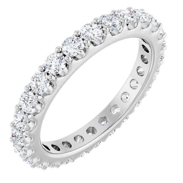 Classic 1.56 tcw Round Moissanite DEF/VVS Eternity Ring in 14KW | ViewA