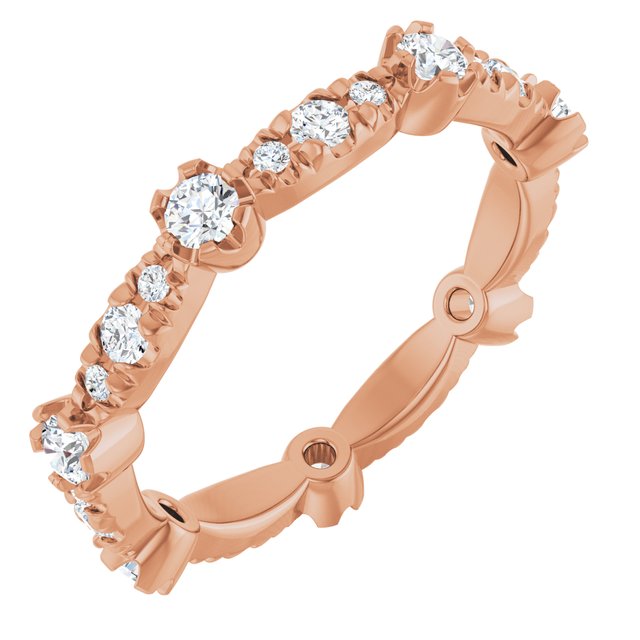 Floating 0.74 tcw Round Moissanite DEF/VVS Eternity Ring in 14KR | ViewA Floating 0.74 tcw Round Moissanite DEF/VVS Eternity Ring in 14KR | ViewA