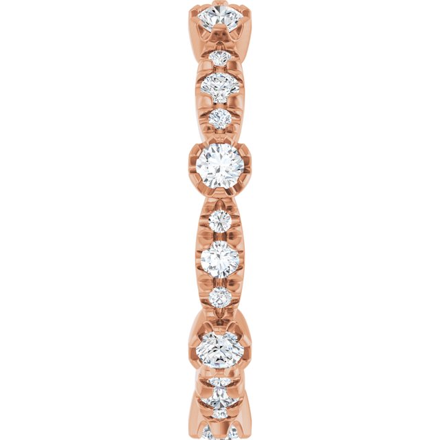 Floating 0.74 tcw Round Moissanite DEF/VVS Eternity Ring in 14KR | ViewE Floating 0.74 tcw Round Moissanite DEF/VVS Eternity Ring in 14KR | ViewE