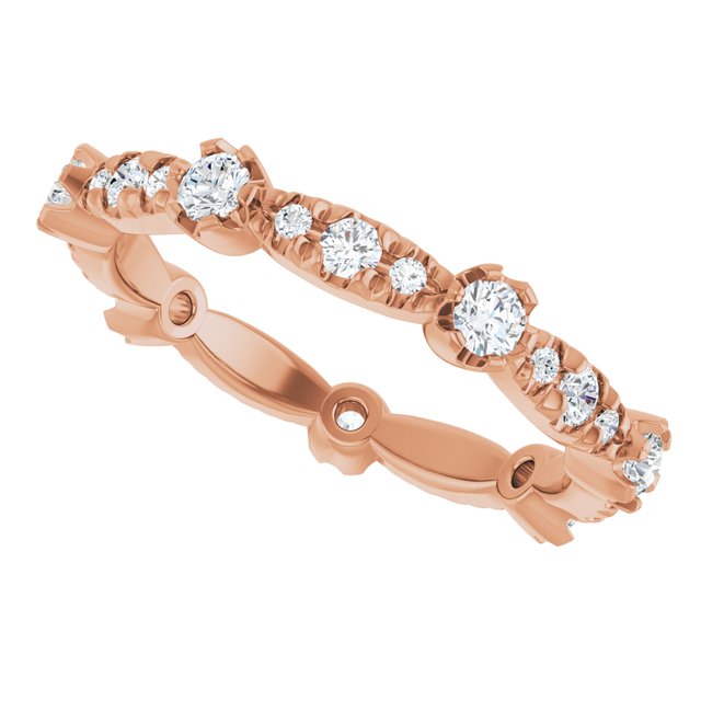 Floating 0.74 tcw Round Moissanite DEF/VVS Eternity Ring in 14KR | View5 Floating 0.74 tcw Round Moissanite DEF/VVS Eternity Ring in 14KR | View5